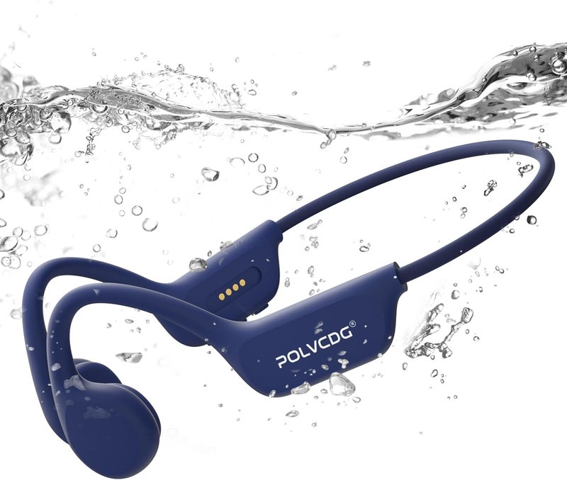 POLVCDG Swimming Headphones,IPX8 Waterproof Bone Conduction Headphones,32GB Memory Open Ear Headphones with Mic,Wireless Earphones Underwater Sport Earbuds for Workout Running Cycling Gift - Image 1